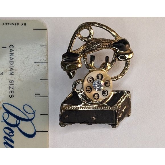 Vintage Old Fashioned Telephone Brooch - Picture 3 of 5